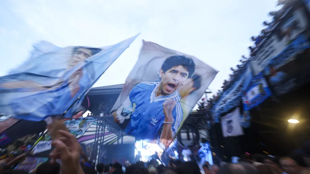 Jul 14, 2026; Atlanta, Georgia, USA; Argentina fans gather ahead of the World Cup Semi Final match against England. Mandatory Credit: Nathan Ray Seebeck-Imagn Images