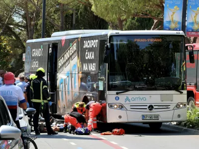 Slovenija, Portorož, 16.07.2026, 16. julij 2026Prometna nesreča, v kateri je avtobus povozil kolesarja v Portorožu, dogodek, Foto: Tomaž Primožič/F.A.Bobo