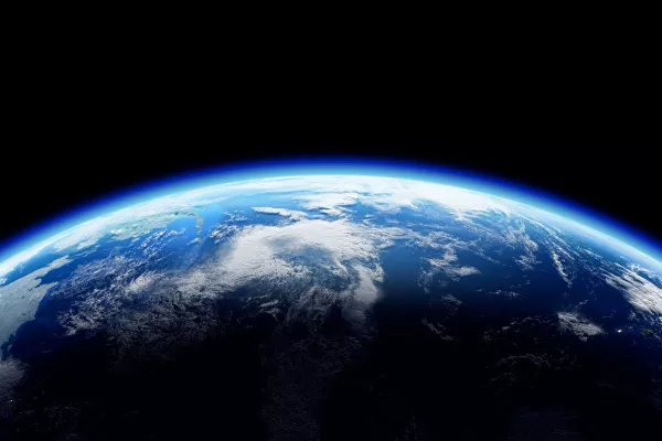 The Earth Space Planet 3D illustration background. City lights on planet.