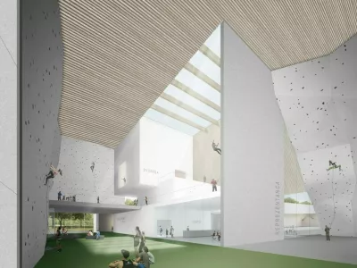 Center plezalnih &scaron;portov Ljubljana - zmagovalna re&scaron;itev avtorjev Mojca Gregorski, Miha Kajzelj, Tina Kavčič