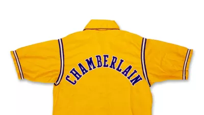 This undated photo provided by Sotheby's shows a warmup jacket worn by Wilt Chamberlain during the 1972 NBA Finals that was found in an Oregon thrift store. (Sotheby's via AP)