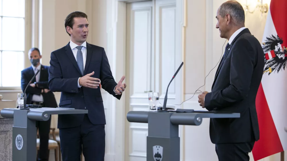 predsednik vlade Janez Jan&scaron;aavstrijski kancler Sebastian Kurz - 08.09.2020 - delovni obisk zveznega kanclerja Republike Avstrije Sebastiana Kurza v Sloveniji - //FOTO: Matjaž Ru&scaron;t