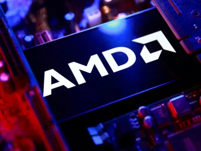 FILE PHOTO: An AMD logo and a computer motherboard appear in this illustration taken August 25, 2025. REUTERS/Dado Ruvic/Illustration/File Photo/File Photo