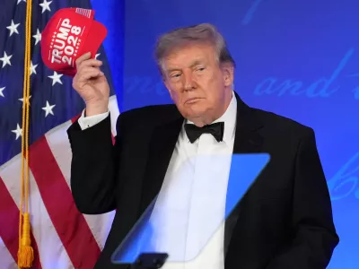 President Donald Trump speaks at the White House Correspondents' Association dinner at the Waldorf Astoria Washington DC, Friday, July 24, 2026, in Washington. (AP Photo/Mark Schiefelbein)