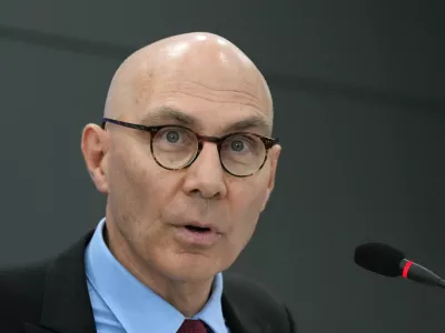 FILE - U.N. High Commissioner for Human Rights Volker Turk speaks to the media during a press conference in Seoul, South Korea, May 13, 2026. (AP Photo/Lee Jin-man, File)
