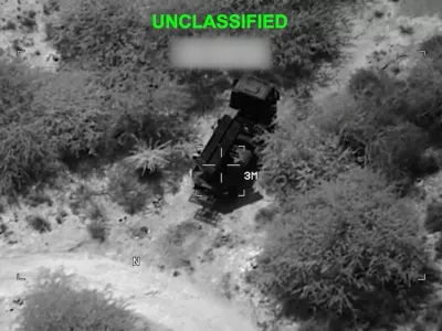 Military equipment targeted at an unknown location, during what the U.S. Central Command (CENTCOM) says are strikes on Iranian military targets, in this screengrab taken from a handout video released on July 23, 2026. U.S. Central Command/Handout via REUTERS  THIS IMAGE HAS BEEN SUPPLIED BY A THIRD PARTY NO RESALES. NO ARCHIVES. MANDATORY CREDIT. REFILE - VERIFICATION LINE ADDED VERIFICATION: - Location and date could not be verified - No earlier version of the video found posted online before Thursday (July 23)