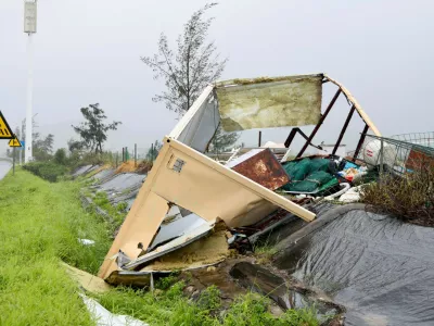 In this photo released by Xinhua News Agency, a damaged shed is seen in the aftermath of Typhoon Noul in Pinghai Town of Huidong County, Huizhou, south China's Guangdong Province on Sunday, July 26, 2026. (Lu Hanxin/Xinhua via AP)