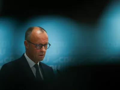 German Chancellor and leader of the Christian Democratic Union (CDU) Friedrich Merz attends a press conference at the CDU headquarters in Berlin, Germany, July 27, 2026. REUTERS/Christian Mang