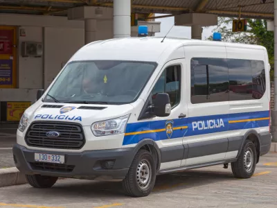 Zadar, Croatia - April 14 2019: Police van parked at the Bus Terminal.