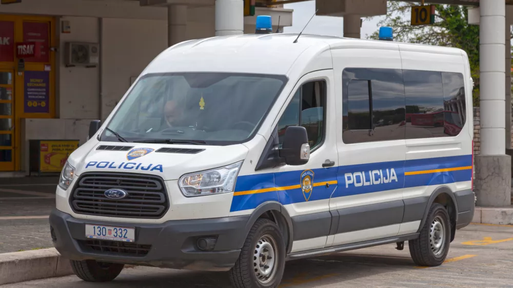 Zadar, Croatia - April 14 2019: Police van parked at the Bus Terminal.