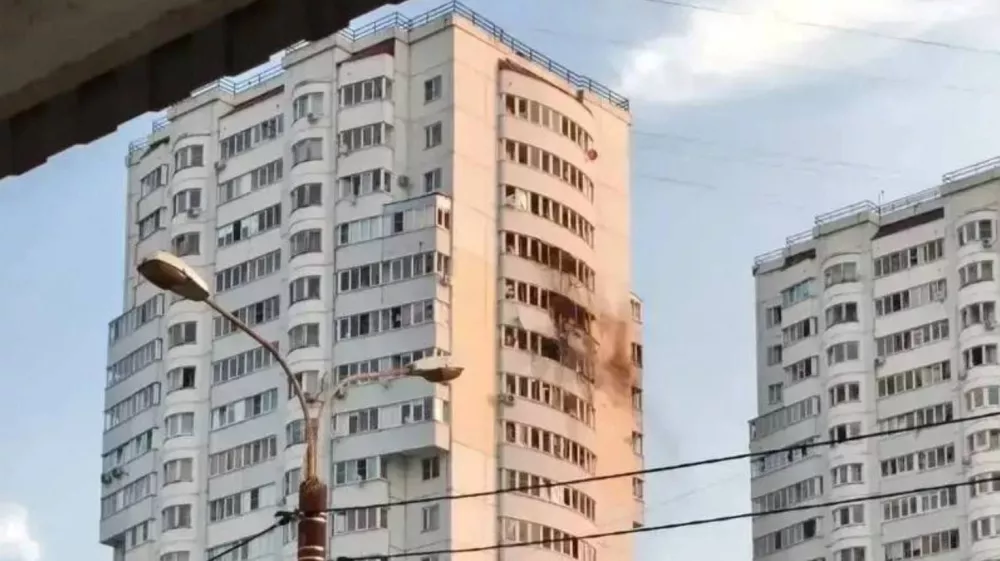 An apartment building damaged during an overnight Ukrainian drone attack, according to local authorities, in the course of Russia-Ukraine conflict, in Chekhov in the Moscow Region, Russia July 28, 2026. Governor of Moscow region Andrei Vorobyov/Handout via REUTERS ATTENTION EDITORS - THIS IMAGE WAS PROVIDED BY A THIRD PARTY. NO RESALES. NO ARCHIVES. MANDATORY CREDIT.