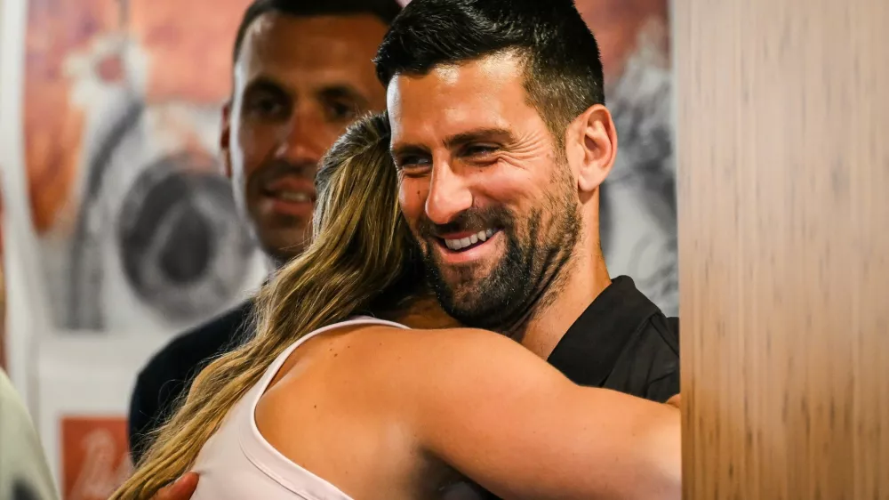 Aryna SABALENKA of Belarus and Novak DJOKOVIC of Serbia during the Roland-Garros 2026, French Open, Grand Slam tennis tournament on 22 May 2026 at Roland-Garros stadium in Paris, France - Photo Matthieu Mirville / DPPI,Image: 1104187222, License: Rights-managed, Restrictions: Hungary Out, Model Release: no 