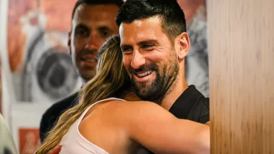 Aryna SABALENKA of Belarus and Novak DJOKOVIC of Serbia during the Roland-Garros 2026, French Open, Grand Slam tennis tournament on 22 May 2026 at Roland-Garros stadium in Paris, France - Photo Matthieu Mirville / DPPI,Image: 1104187222, License: Rights-managed, Restrictions: Hungary Out, Model Release: no 