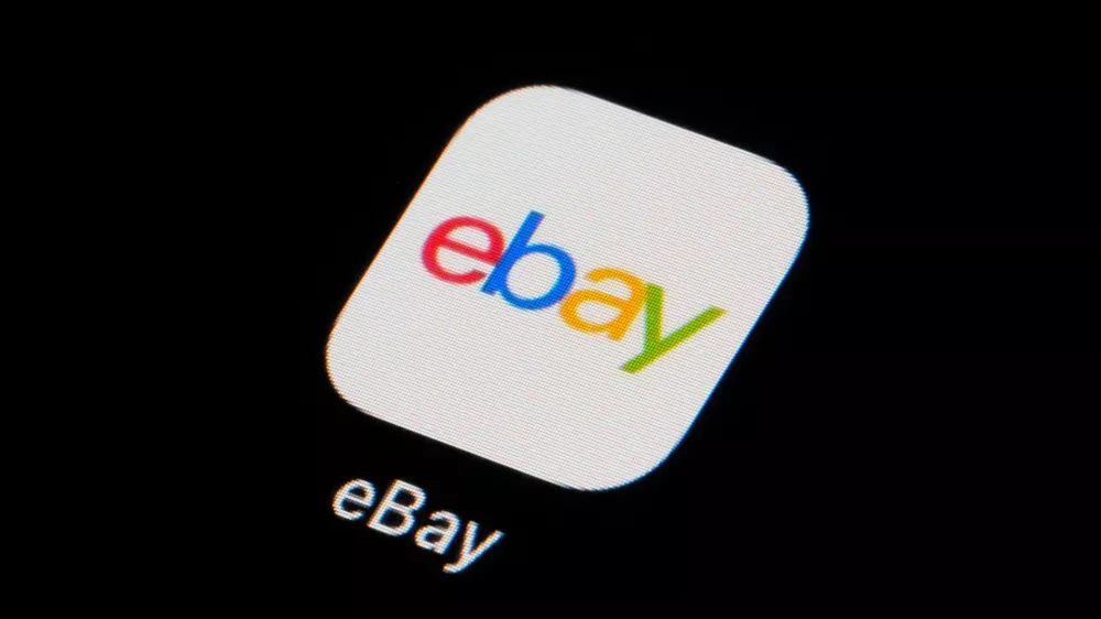 FILE - The eBay app icon is seen on a smartphone, Feb. 28, 2023, in Marple Township, Pa. (AP Photo/Matt Slocum, File)