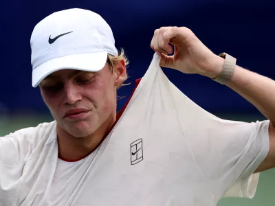 WASHINGTON, DC - JULY 28: Cruz Hewitt of Australia reacts during a men's singles match against Marcos Giron of the United States on day two of the Mubadala Citi DC Open 2026 at William H.G. FitzGerald Tennis Center on July 28, 2026 in Washington, DC. Emilee Chinn,Image: 1119355247, License: Rights-managed, Restrictions:, Model Release: no 