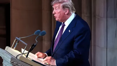 President Donald Trump speaks during the funeral of Sen. Lindsey Graham, R-S.C., Tuesday July 28, 2026, at the Washington National Cathedral in Washington. (AP Photo/Jacquelyn Martin)