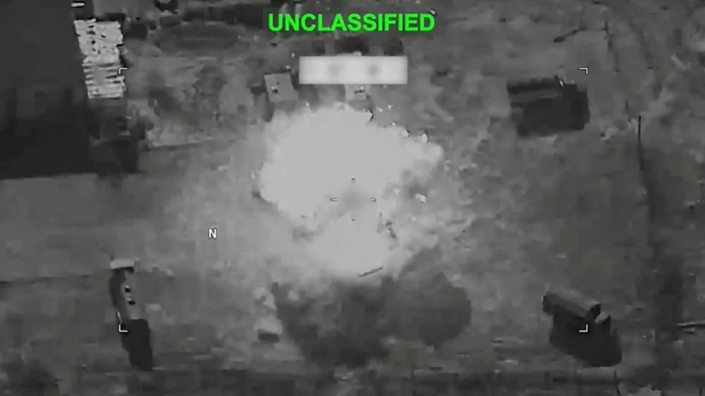 Smoke rises following explosion at an unknown location, during what U.S. Central Command (CENTCOM) says are strikes on Iran, in this screengrab taken from a handout video released on July 29, 2026. U.S. Central Command/Handout via REUTERS  THIS IMAGE HAS BEEN SUPPLIED BY A THIRD PARTY. MANDATORY CREDIT. OVERLAY AND MASKING FROM SOURCE.   TPX IMAGES OF THE DAY    VERIFICATION: -Location and date could not be verified. -No earlier version of the video found posted online before Wednesday (July 29) REFILE - CORRECTING DAY ON THE VERIFICATION NOTES FROM "THURSDAY" TO "WEDNESDAY".