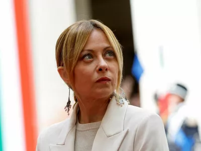 FILE PHOTO: Italian Prime Minister Giorgia Meloni looks on, the day she meets the prime minister of Libya's U.N.-recognised Government of National Unity, Abdulhamid Dbeibah (not pictured) at Chigi Palace, in Rome, Italy, May 7, 2026. REUTERS/Remo Casilli/File Photo