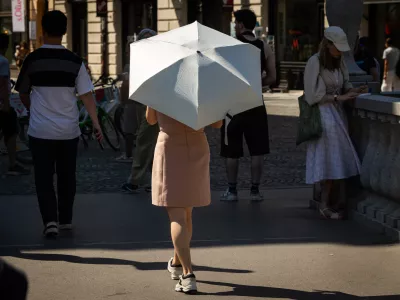 Ljubljana.Turisti v Ljubljani, vrocinski val.