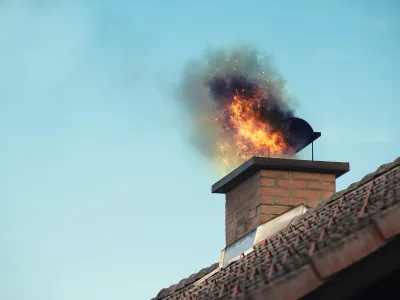 Chimney with fire coming out