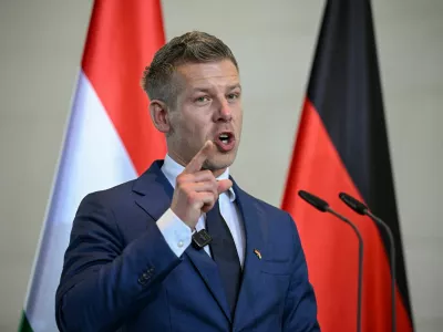 Hungary's Prime Minister Peter Magyar speaks during a press conference with German Chancellor Friedrich Merz (not pictured) at the Chancellery in Berlin, Germany, June 2, 2026. REUTERS/Annegret Hilse