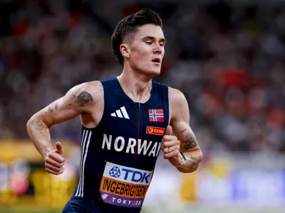 Jakob Ingebrigtsen of Norway competing in the Men's 5000 Metres Final during World Athletics Championships Tokyo 2025 of the Day 9 at Japan National Stadium on September 21, 2025 in Tokyo, Japan.,Image: 1039166775, License: Rights-managed, Restrictions:, Model Release: no 