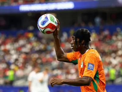 FILE PHOTO: Soccer Football - FIFA World Cup 2026 - Round of 32 - Ivory Coast v Norway - Dallas Stadium, Arlington, Texas, U.S. - June 30, 2026 Ivory Coast's Yan Diomande in action REUTERS/Hannah Mckay/File Photo