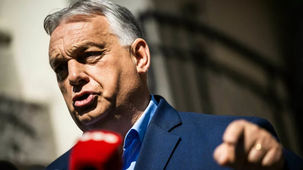Former Hungarian Prime Minister Viktor Orban holds a pressed conference in Budapest, Hungary, July 22, 2026. REUTERS/Marton Monus