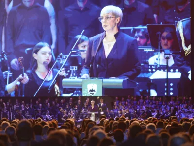 24.6.2026 - proslava dan državnosti 2026 - državna slovesnost ob 35. obletnici razglasitve samostojnosti in neodvisnosti RS, slavnostna govornika bosta predsednica republike Nata&scaron;a Pirc Musar in predsednik vlade Janez Jan&scaron;a; Trg republikeFoto: Luka Cjuha