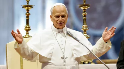 Pope Leo speaks during a weekly general audience in St. Peter's Basilica at the Vatican, August 5, 2026. REUTERS/Remo Casilli