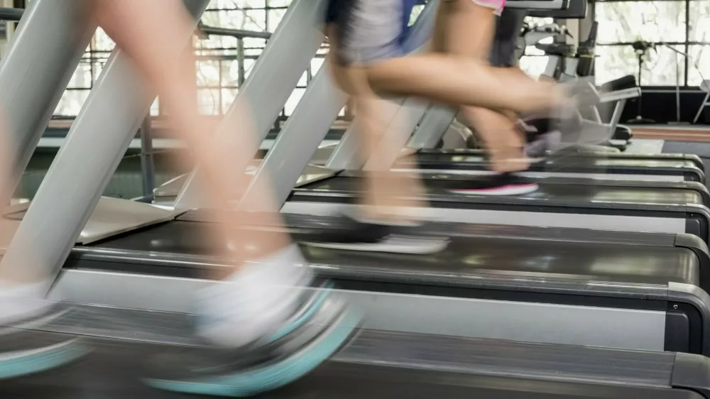 Women and men running on a treadmill at the gym,Image: 280009115, License: Royalty-free, Restrictions:, Model Release: no 