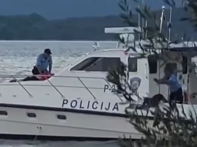 Trenutek, ko je policist vrgel psa v morje. Vir: youtube