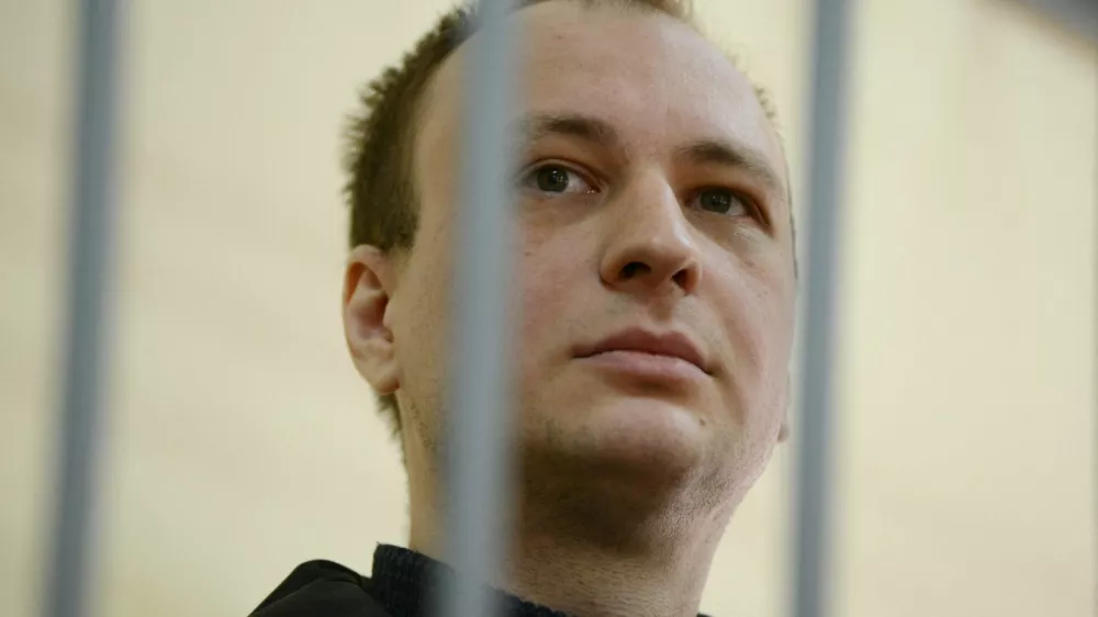 FILE PHOTO: Former U.S. Marine Robert Gilman, who serves a prison sentence for assaulting a Russian police officer in 2022, attends a court hearing in Voronezh, Russia April 6, 2026. REUTERS/Vladimir Lavrov/File Photo