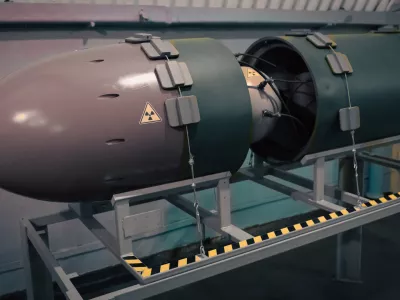 nuclear bomb at a Russian secret military base bunker without people