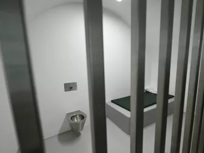 A prison cell in the building where Adolf Hitler was born, which has been converted into a police station by Austria's government in hopes of preventing it from serving as a place of &zwnj;pilgrimage for neo-Nazis, in Braunau am Inn, Austria, July 16, 2026. REUTERS/Angelika Warmuth