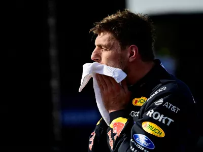 FILE PHOTO: Formula One F1 - Hungarian Grand Prix - Hungaroring, Budapest, Hungary - July 26, 2026 Red Bull's Max Verstappen reacts after finishing second place in the Hungarian Grand Prix REUTERS/Marton Monus/File Photo