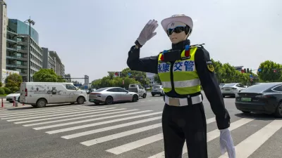 YONGKANG, CHINA - AUGUST 14: A robot traffic police officer advises riders to wear safety helmets at an intersection on August 14, 2026 in Yongkang, Jinhua, Zhejiang Province of China. Local authorities have launched a trial operation of robot traffic police to assist with road safety management. Copyright: xVCGx 111659918403,Image: 1122868997, License: Rights-managed, Restrictions: imago is entitled to issue a simple usage license at the time of provision. Personality and trademark rights as well as copyright laws regarding art-works shown must be observed. Commercial use at your own risk.;PUBLICATIONxNOTxINxCHN, Model Release: no 
