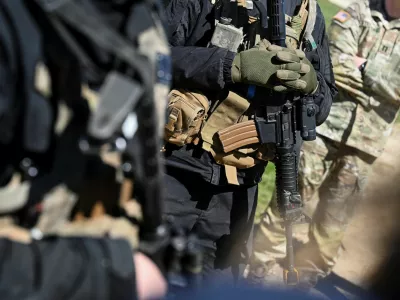 Armed soldiers at a media day during the U.S. Army Combined Resolve exercise at the U.S. Army's southern Germany training facilities in Hohenfels, Germany, April 30, 2026. REUTERS/Angelika Warmuth