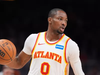 FILE - Atlanta Hawks forward Jonathan Kuminga (0) plays during Game 6 in a first-round NBA basketball playoffs series, on April 30, 2026, in Atlanta. (AP Photo/Brynn Anderson, File)