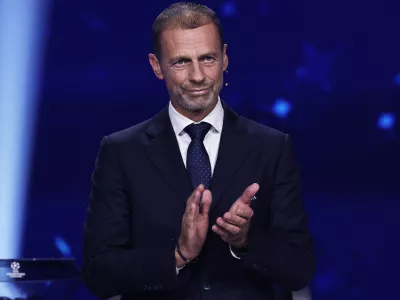 Soccer Football - UEFA Champions League - League Phase Draw - Grimaldi Forum, Monaco - August 27, 2026 UEFA president Aleksander Ceferin ahead of the league phase draw REUTERS/Manon Cruz
