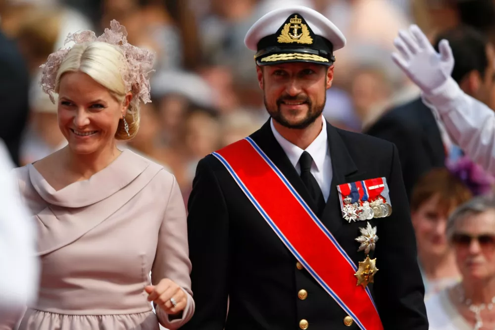 Norway's Crown Prince Haakon and his wife Crown Princess Mette-Marit arrive at the Monaco palace for the religious wedding ceremony of Prince Albert II of Monaco and Charlene Princess of Monaco, Saturday, July 2, 2011. (AP Photo/Michel Spingler, Pool)