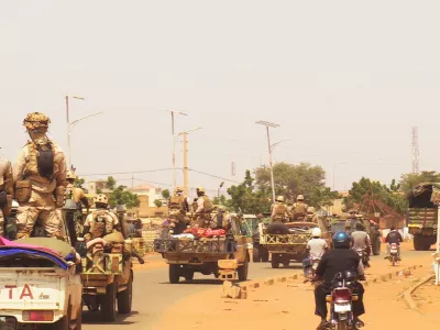 NIAMEY, NIGER - OCTOBER 10: French troops, under escort from Niger forces, withdraw from Niamey, Niger on October 10, 2023, after an order of the Niger's military rulers. Balima Boureima / AnadoluNo Use USA No use UK No use Canada No use France No use Japan No use Italy No use Australia No use Spain No use Belgium No use Korea No use South Africa No use Hong Kong No use New Zealand No use Turkey