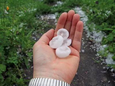 big hailstones after a summer thunderstorm