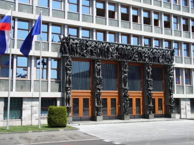 Ljubljana, Republic of Slovenia - August 5, 2017: Building of the National Assembly of the Republic of Slovenia (Slovenian Parlement).