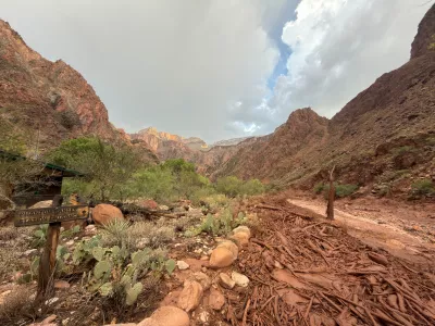 Bright Angel Creek near the Phantom Ranger Station in the Grand Canyon, Arizona, is seen after flash flooding from storms, Saturday, Aug. 29, 2026. (Parth Desai via AP)