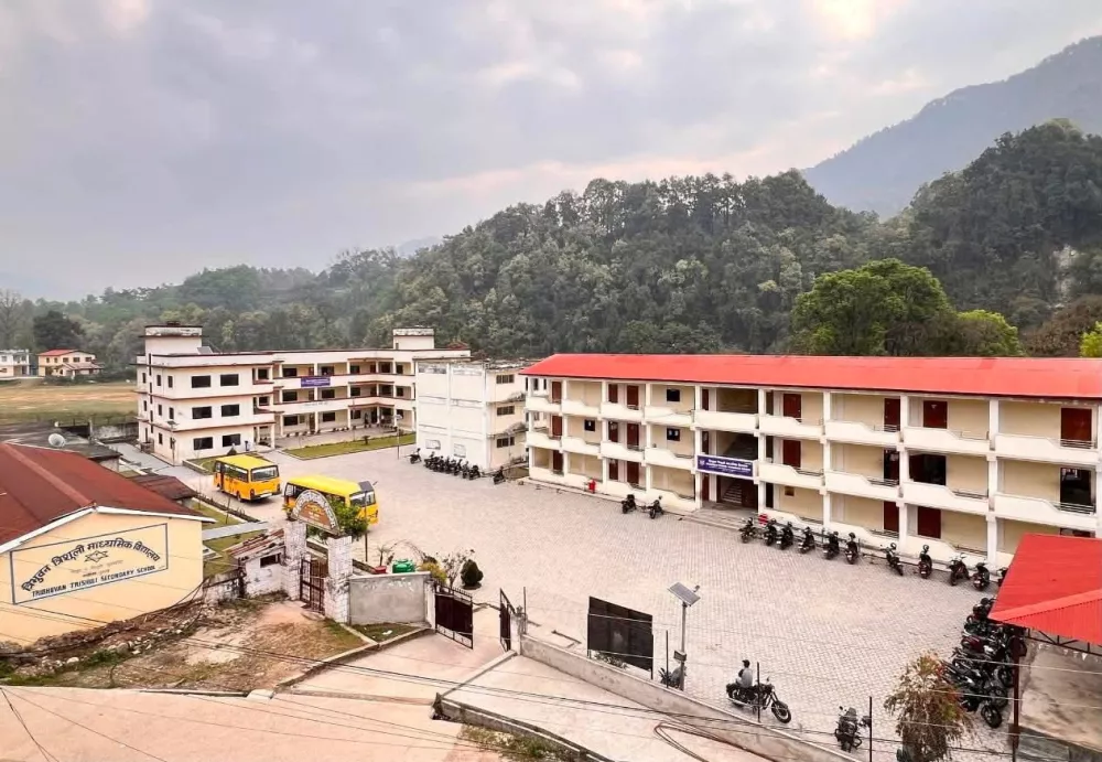 Tribhuvan Trishuli Secondary School that was destroyed in the deadly flash floods and landslides of August 26, 2026, in this handout photograph made available to Reuters in Nuwakot, Nepal, on August 31, 2026. Rajendra Dawadi, headmaster, Tribhuvan Trishuli Secondary School/via REUTERS THIS IMAGE HAS BEEN SUPPLIED BY A THIRD PARTY. NO RESALES. NO ARCHIVES. BEST QUALITY AVAILABLE.
