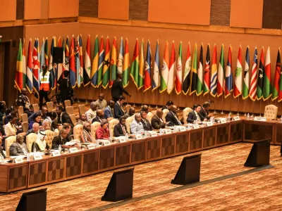 (240119) -- KAMPALA, Jan. 19, 2024 (Xinhua) -- Delegates attend the opening ceremony of the 19th Summit of Heads of State and Government of the Non-Aligned Movement (NAM) in Kampala, Uganda, on Jan. 19, 2024. The 19th Summit of Heads of State and Government of the Non-Aligned Movement (NAM) opened here Friday with a call by leaders to member states to focus on unity as the world grapples with the continued push for unilateralism. (Photo by Hajarah Nalwadda/Xinhua) Photo: Hajarah Nalwadda/XINHUA