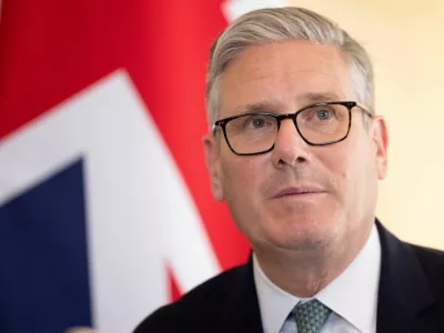 FILE PHOTO: Britain's Prime Minister Keir Starmer reacts during a meeting with Barbados' Prime Minister Mia Mottley (not pictured) at 10 Downing Street in London, Britain, June 25, 2026. BROOK MITCHELL/Pool via REUTERS/File Photo
