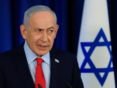 FILE PHOTO: Israeli Prime Minister Benjamin Netanyahu speaks during a press conference, amid the U.S.-Israel conflict with Iran, in Jerusalem, March 19, 2026. REUTERS/Ronen Zvulun/File Photo