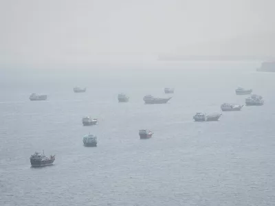 Vessels near the Strait of Hormuz, as seen from Musandam, Oman, September 2, 2026. REUTERS/Stringer